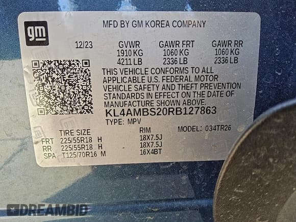 ✅ 2024 Buick Encore GX Preferred • VIN: KL4AMBS20RB127863 • Лот: 92602805. Опубликован ранее на Copart с пробегом 34 321 миль. Бесплатный доступ к архиву аукционных продаж из США и подробный отчёт об истории автомобиля на DreamBid. Изображение 13.