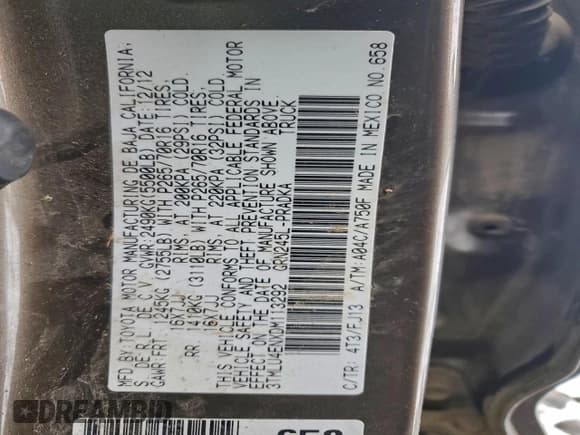 ✅ 2013 Toyota Tacoma • VIN: 3TMLU4ENXDM113292 • Lot: 93535505. Listed on Copart with 201,918 mi. Free auction sales archive from the USA and detailed vehicle history report at DreamBid. Image 12.