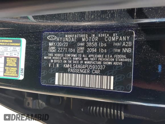 ✅ 2023 Hyundai Elantra SEL • VIN: KMHLS4AG4PU591037 • Lot: 43430377. Listed on IAAI with 32,208 mi. Free auction sales archive from the USA and detailed vehicle history report at DreamBid. Image 9.