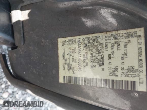 ✅ 2004 Nissan Titan SE • VIN: 1N6AA06B44N500646 • Лот: 42672553. Опубликован ранее на IAAI с пробегом 154 261 миль. Бесплатный доступ к архиву аукционных продаж из США и подробный отчёт об истории автомобиля на DreamBid. Изображение 9.