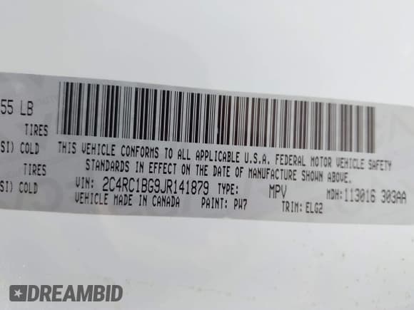 ✅ 2018 Chrysler Pacifica Touring L • VIN: 2C4RC1BG9JR141879 • Lot: 42801376. Wystawiony na IAAI z przebiegiem 137 968 mil. Bezpłatny archiwum sprzedaży aukcyjnych z USA i szczegółowy raport historii pojazdu na DreamBid. Zdjęcie 9.