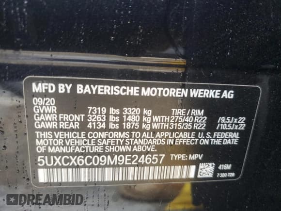 ✅ 2021 BMW X7 M50i • VIN: 5UXCX6C09M9E24657 • Lot: 55412585. Listed on Copart with 46,835 mi. Free auction sales archive from the USA and detailed vehicle history report at DreamBid. Image 13.