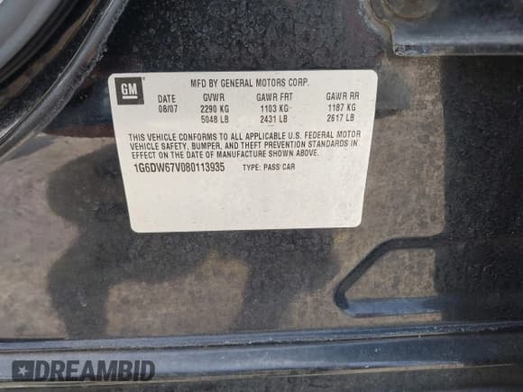 ✅ 2008 Cadillac STS RWD • VIN: 1G6DW67V080113935 • Lot: 42093130. Wystawiony na IAAI z przebiegiem 223 508 mil. Bezpłatny archiwum sprzedaży aukcyjnych z USA i szczegółowy raport historii pojazdu na DreamBid. Zdjęcie 9.