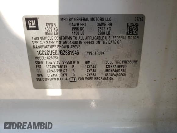 ✅ 2016 Chevrolet Silverado 2500HD Work Truck • VIN: 1GC2CUEG7GZ381946 • Lot: 61607575. Wystawiony na Copart z przebiegiem 126 098 mil. Bezpłatny archiwum sprzedaży aukcyjnych z USA i szczegółowy raport historii pojazdu na DreamBid. Zdjęcie 12.