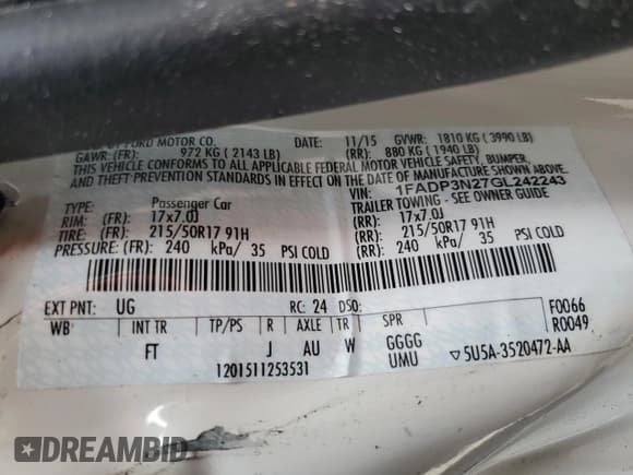 ✅ 2016 Ford Focus Titanium • VIN: 1FADP3N27GL242243 • Лот: 90424575. Опубликован ранее на Copart с пробегом 58 813 миль. Бесплатный доступ к архиву аукционных продаж из США и подробный отчёт об истории автомобиля на DreamBid. Изображение 12.