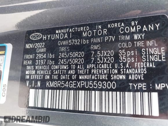 ✅ 2023 Hyundai Palisade Limited • VIN: KM8R54GEXPU559300 • Lot: 43168759. Listed on IAAI with 37,683 mi. Free auction sales archive from the USA and detailed vehicle history report at DreamBid. Image 9.