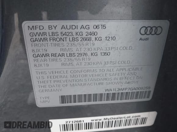 ✅ 2016 Audi Q5 Premium Plus • VIN: WA1L2AFP7GA009259 • Lot: 41622242. Wystawiony na IAAI z przebiegiem Nie podano. Bezpłatny archiwum sprzedaży aukcyjnych z USA i szczegółowy raport historii pojazdu na DreamBid. Zdjęcie 9.