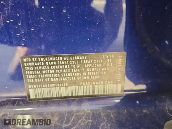 ✅ 2017 Volkswagen Golf R • VIN: WVWVF7AU6HW132090 • Lot: 80894185. Wystawiony na Copart z przebiegiem 86 332 mil. Bezpłatny archiwum sprzedaży aukcyjnych z USA i szczegółowy raport historii pojazdu na DreamBid. Zdjęcie 12.