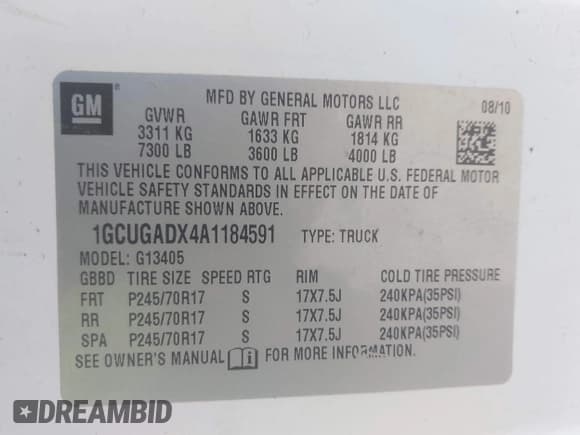 ✅ 2010 Chevrolet Express Cargo • VIN: 1GCUGADX4A1184591 • Lot: 42215034. Listed on IAAI with 138,784 mi. Free auction sales archive from the USA and detailed vehicle history report at DreamBid. Image 9.