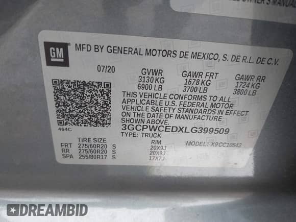 2020 Chevrolet Silverado 1500 LT с VIN 3GCPWCEDXLG399509, выставлен на аукционе IAAI как лот 41650929 с пробегом 109 105 миль миль и . История ставок и продаж доступна на DreamBid. Изображение 9.