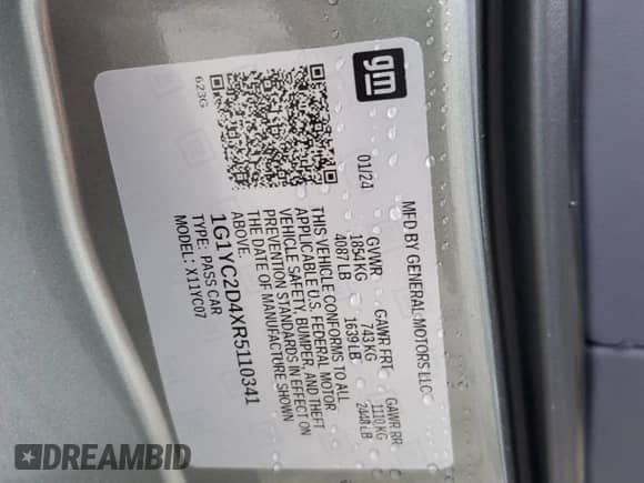 2024 Chevrolet Corvette 3LT с VIN 1G1YC2D4XR5110341, выставлен на аукционе Copart как лот 73012954 с пробегом 7 052 миль миль и Списание • Salvage title. История ставок и продаж доступна на DreamBid. Изображение 12.