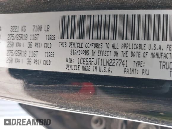 ✅ 2020 Ram 1500 Laramie • VIN: 1C6SRFJT1LN227741 • Лот: 43389406. Опубликован ранее на IAAI с пробегом Не указан. Бесплатный доступ к архиву аукционных продаж из США и подробный отчёт об истории автомобиля на DreamBid. Изображение 9.