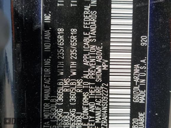 ✅ 2022 Toyota Highlander LE • VIN: 5TDZZRAH4NS092272 • Lot: 48683415. Listed on Copart with 54,116 mi. Free auction sales archive from the USA and detailed vehicle history report at DreamBid. Image 13.