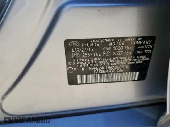 ✅ 2016 Hyundai Sonata SE • VIN: KMHE24L16GA008910 • Lot: 73578202. Listed on Copart with 84,268 mi. Free auction sales archive from the USA and detailed vehicle history report at DreamBid. Image 12.