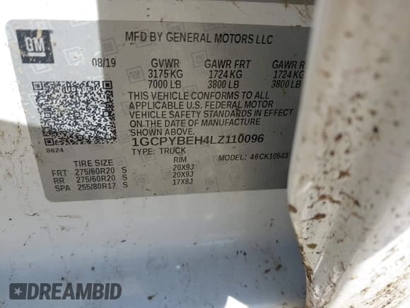 ✅ 2020 Chevrolet Silverado 1500 Custom • VIN: 1GCPYBEH4LZ110096 • Lot: 43433553. Wystawiony na IAAI z przebiegiem 129 363 mil. Bezpłatny archiwum sprzedaży aukcyjnych z USA i szczegółowy raport historii pojazdu na DreamBid. Zdjęcie 9.