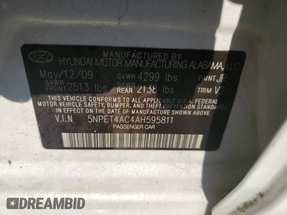 2010 Hyundai Sonata GLS z VIN 5NPET4AC4AH595811, wystawiony jako Copart lot #91476435 z przebiegiem 244 687 mil mil oraz Czysty tytuł • Clean title. Historia ofert i sprzedaży dostępna na DreamBid. Obrazek 12.