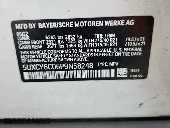 ✅ 2023 BMW X6 xDrive40i • VIN: 5UXCY6C06P9N58248 • Лот: 64719515. Опубликован ранее на Copart с пробегом Не указан. Бесплатный доступ к архиву аукционных продаж из США и подробный отчёт об истории автомобиля на DreamBid. Изображение 13.