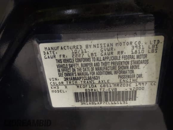 ✅ 2012 Nissan Sentra 2.0 • VIN: 3N1AB6AP7CL661631 • Lot: 43694750. Wystawiony na IAAI z przebiegiem 150 181 mil. Bezpłatny archiwum sprzedaży aukcyjnych z USA i szczegółowy raport historii pojazdu na DreamBid. Zdjęcie 9.