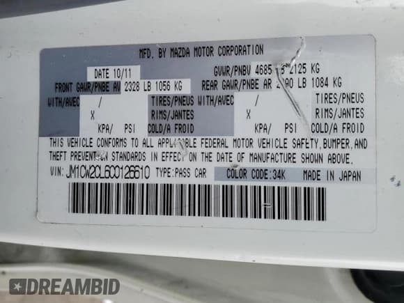 ✅ 2012 Mazda 5 Touring • VIN: JM1CW2CL6C0126610 • Lot: 82037285. Wystawiony na Copart z przebiegiem 137 393 mil. Bezpłatny archiwum sprzedaży aukcyjnych z USA i szczegółowy raport historii pojazdu na DreamBid. Zdjęcie 13.