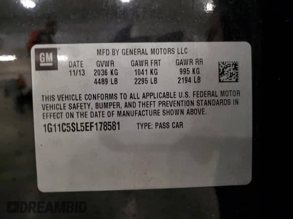 ✅ 2014 Chevrolet Malibu LT • VIN: 1G11C5SL5EF178581 • Лот: 82518205. Опубликован ранее на Copart с пробегом 99 440 миль. Бесплатный доступ к архиву аукционных продаж из США и подробный отчёт об истории автомобиля на DreamBid. Изображение 12.