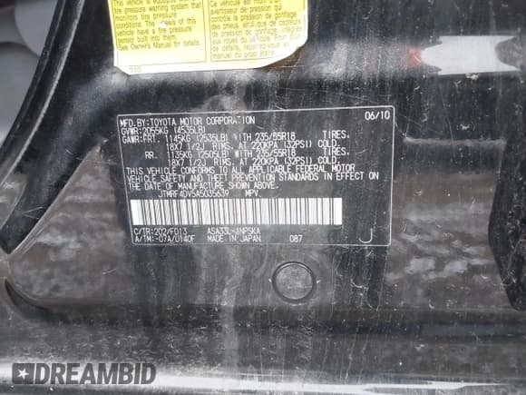 ✅ 2010 Toyota RAV4 Sport • VIN: JTMRF4DV5A5035639 • Lot: 43902176. Listed on IAAI with 141,574 mi. Free auction sales archive from the USA and detailed vehicle history report at DreamBid. Image 9.