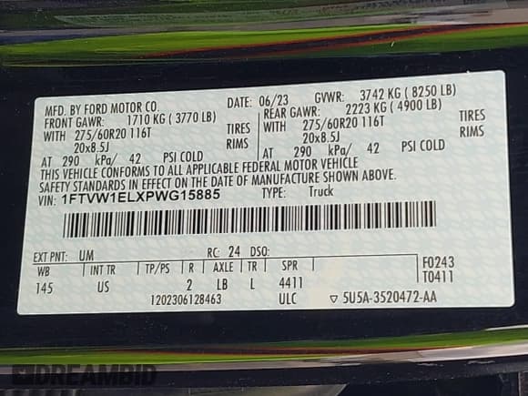 ✅ 2023 Ford F-150 Lightning Pro • VIN: 1FTVW1ELXPWG15885 • Лот: 41631871. Опубликован ранее на IAAI с пробегом 88 151 миль. Бесплатный доступ к архиву аукционных продаж из США и подробный отчёт об истории автомобиля на DreamBid. Изображение 9.