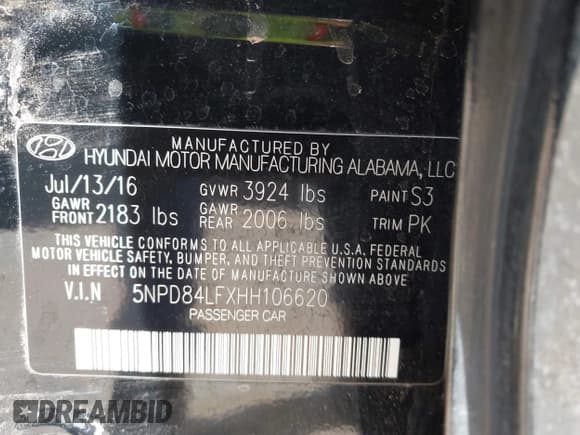 ✅ 2017 Hyundai Elantra Limited • VIN: 5NPD84LFXHH106620 • Lot: 41998073. Listed on IAAI with 52,556 mi. Free auction sales archive from the USA and detailed vehicle history report at DreamBid. Image 9.