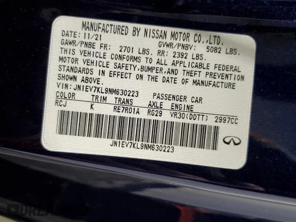 ✅ 2022 Infiniti Q60 Luxe • VIN: JN1EV7KL9NM630223 • Лот: 47354945. Опубликован ранее на Copart с пробегом 25 728 миль. Бесплатный доступ к архиву аукционных продаж из США и подробный отчёт об истории автомобиля на DreamBid. Изображение 12.