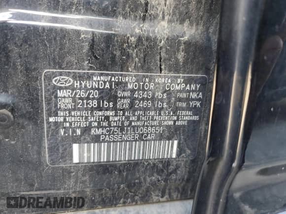 2020 Hyundai Ioniq SE с VIN KMHC75LJ1LU068651, выставлен на аукционе Copart как лот 61080894 с пробегом 15 614 миль миль и Списание • Salvage title. История ставок и продаж доступна на DreamBid. Изображение 12.