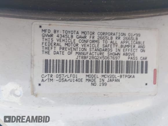 ✅ 1999 Lexus ES 300 • VIN: JT8BF28G2X5067697 • Лот: 41470563. Опубликован ранее на IAAI с пробегом 246 881 миль. Бесплатный доступ к архиву аукционных продаж из США и подробный отчёт об истории автомобиля на DreamBid. Изображение 9.