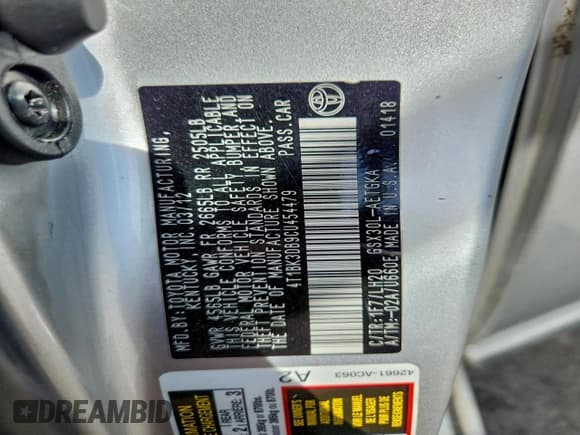 ✅ 2012 Toyota Avalon • VIN: 4T1BK3DB9CU454479 • Lot: 97107235. Wystawiony na Copart z przebiegiem 105 255 mil. Bezpłatny archiwum sprzedaży aukcyjnych z USA i szczegółowy raport historii pojazdu na DreamBid. Zdjęcie 12.