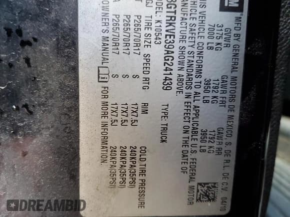 ✅ 2010 GMC Sierra 1500 SLE • VIN: 3GTRKVE39AG241439 • Lot: 80956075. Listed on Copart with 161,031 mi. Free auction sales archive from the USA and detailed vehicle history report at DreamBid. Image 12.