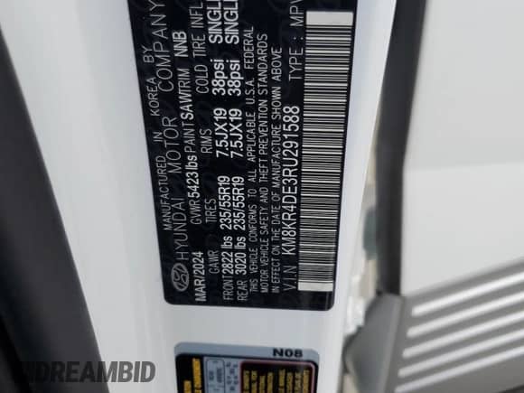 2024 Hyundai Ioniq 5 Limited с VIN KM8KR4DE3RU291588, выставлен на аукционе Copart как лот 84863115 с пробегом 7 114 миль миль и Списание • Salvage title. История ставок и продаж доступна на DreamBid. Изображение 12.