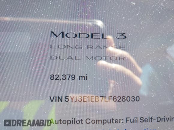 ✅ 2020 Tesla Model 3 Long Range • VIN: 5YJ3E1EB7LF628030 • Lot: 42357277. Listed on IAAI with 82,379 mi. Free auction sales archive from the USA and detailed vehicle history report at DreamBid. Image 15.