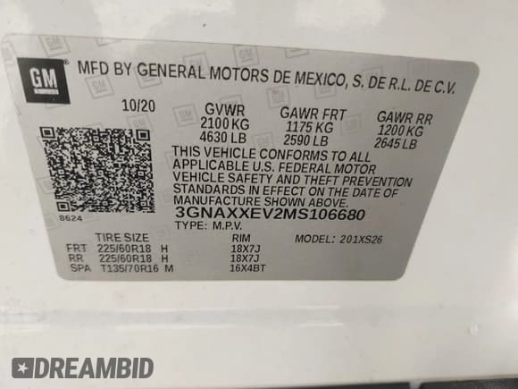 ✅ 2021 Chevrolet Equinox Premier • VIN: 3GNAXXEV2MS106680 • Лот: 43481192. Опубликован ранее на IAAI с пробегом 61 530 миль. Бесплатный доступ к архиву аукционных продаж из США и подробный отчёт об истории автомобиля на DreamBid. Изображение 9.