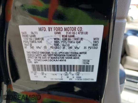 ✅ 2012 Ford Escape Hybrid • VIN: 1FMCU4K33CKA14916 • Лот: 71214935. Опубликован ранее на Copart с пробегом 70 456 миль. Бесплатный доступ к архиву аукционных продаж из США и подробный отчёт об истории автомобиля на DreamBid. Изображение 14.