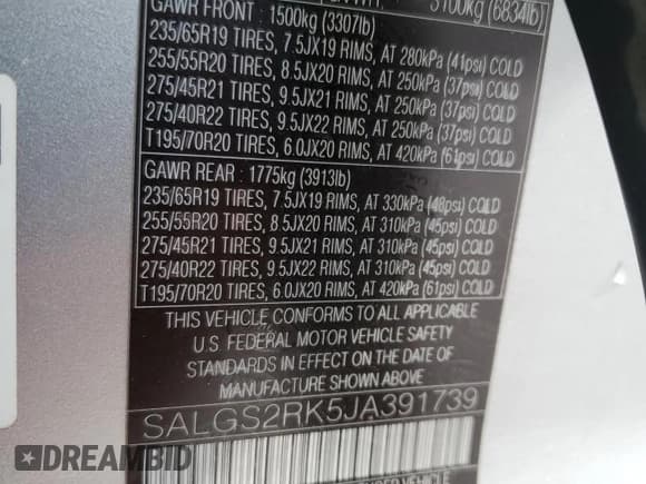 ✅ 2018 Land Rover Range Rover HSE • VIN: SALGS2RK5JA391739 • Лот: 57236845. Опубликован ранее на Copart с пробегом 108 601 миль. Бесплатный доступ к архиву аукционных продаж из США и подробный отчёт об истории автомобиля на DreamBid. Изображение 13.