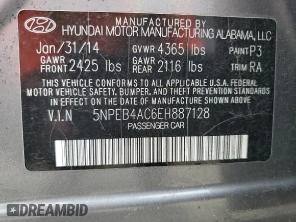 ✅ 2014 Hyundai Sonata GLS • VIN: 5NPEB4AC6EH887128 • Lot: 74494214. Listed on Copart with 171,392 mi. Free auction sales archive from the USA and detailed vehicle history report at DreamBid. Image 12.