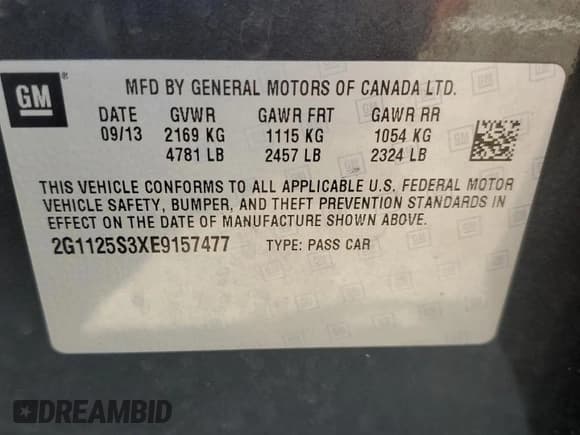 ✅ 2014 Chevrolet Impala LT • VIN: 2G1125S3XE9157477 • Лот: 63466534. Опубликован ранее на Copart с пробегом 199 626 миль. Бесплатный доступ к архиву аукционных продаж из США и подробный отчёт об истории автомобиля на DreamBid. Изображение 12.