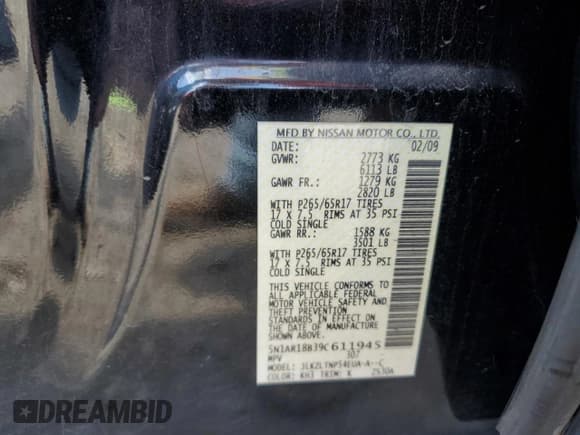 ✅ 2009 Nissan Pathfinder SE • VIN: 5N1AR18B39C611945 • Lot: 66649325. Wystawiony na Copart z przebiegiem 169 714 mil. Bezpłatny archiwum sprzedaży aukcyjnych z USA i szczegółowy raport historii pojazdu na DreamBid. Zdjęcie 13.