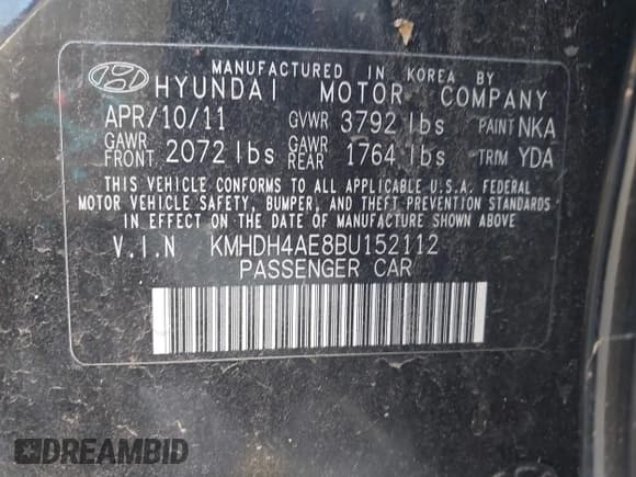 ✅ 2011 Hyundai Elantra GLS • VIN: KMHDH4AE8BU152112 • Lot: 43428780. Listed on IAAI with 113,479 mi. Free auction sales archive from the USA and detailed vehicle history report at DreamBid. Image 9.