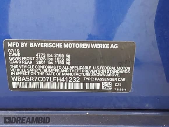 2020 BMW 3 Series 330i xDrive с VIN WBA5R7C07LFH41232, выставлен на аукционе IAAI как лот 42254792 с пробегом 47 907 миль миль и . История ставок и продаж доступна на DreamBid. Изображение 9.