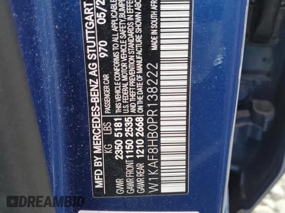 ✅ 2023 Mercedes-Benz C 43 AMG • VIN: W1KAF8HB0PR138222 • Lot: 63623915. Wystawiony na Copart z przebiegiem 48 960 mil. Bezpłatny archiwum sprzedaży aukcyjnych z USA i szczegółowy raport historii pojazdu na DreamBid. Zdjęcie 12.