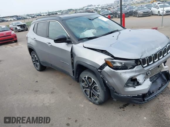 ✅ 2023 Jeep Compass Limited • VIN: 3C4NJDCN9PT533236 • Lot: 42438705. Wystawiony na IAAI z przebiegiem 25 022 mil. Bezpłatny archiwum sprzedaży aukcyjnych z USA i szczegółowy raport historii pojazdu na DreamBid. Zdjęcie 1.