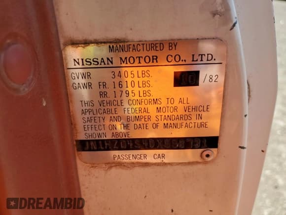 ✅ 1983 Datsun 280ZX • VIN: JN1HZ04S4DX558731 • Лот: 70086065. Опубликован ранее на Copart с пробегом 121 901 миль. Бесплатный доступ к архиву аукционных продаж из США и подробный отчёт об истории автомобиля на DreamBid. Изображение 12.