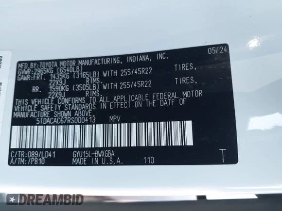 ✅ 2024 Lexus TX • VIN: 5TDACAC67RS000413 • Lot: 41959390. Listed on IAAI with 14,318 mi. Free auction sales archive from the USA and detailed vehicle history report at DreamBid. Image 8.