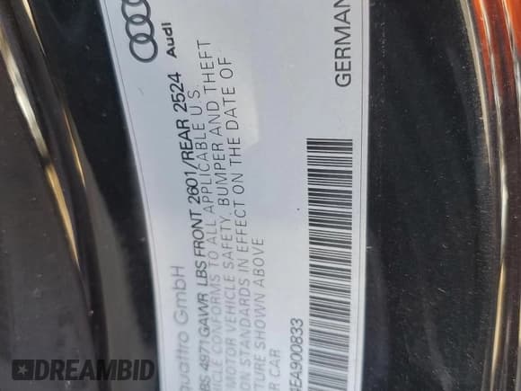 ✅ 2014 Audi RS 5 • VIN: WUAC6AFR4EA900833 • Lot: 77937894. Listed on Copart with 75,251 mi. Free auction sales archive from the USA and detailed vehicle history report at DreamBid. Image 12.