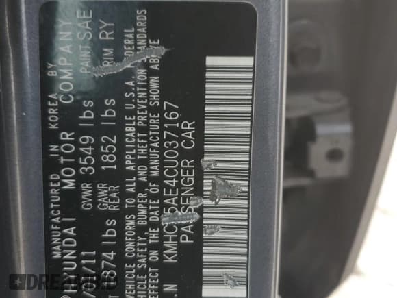 ✅ 2012 Hyundai Accent GS • VIN: KMHCT5AE4CU037167 • Lot: 75918864. Listed on Copart with 139,828 mi. Free auction sales archive from the USA and detailed vehicle history report at DreamBid. Image 12.