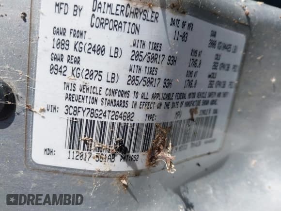 ✅ 2004 Chrysler PT Cruiser GT • VIN: 3C8FY78G24T264602 • Lot: 41829919. Listed on IAAI with Not provided. Free auction sales archive from the USA and detailed vehicle history report at DreamBid. Image 9.