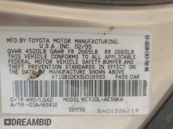 ✅ 1995 Toyota Avalon XL • VIN: 4T1GB10EXSU018393 • Lot: 42891336. Listed on IAAI with 155,709 mi. Free auction sales archive from the USA and detailed vehicle history report at DreamBid. Image 9.